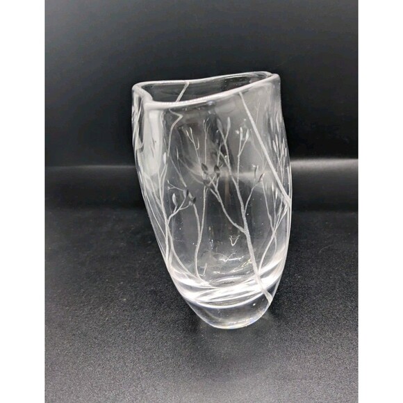 Vicke Lindstrand Artist Kosta Boda Signed Numberd Birds Crystal Glass Vase 4.25" - Picture 6 of 11